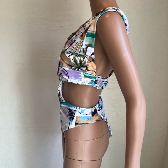 Royalty By MALUMA Women’s Size L One Piece Swimsuit Baiting Suit Welcome MIAMI - Picture 5 of 16